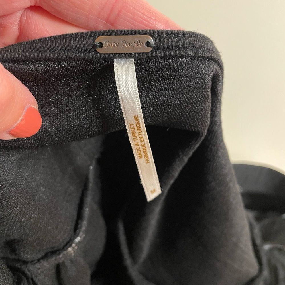 Free People Dress Violet Puff Sleeve Mini Baby Doll Textured Black Size Medium - Picture 9 of 12